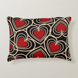 Zwart en Rood Schattige Eenvoudig Hartpatroon Accent Kussen