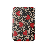Zwart en Rood Schattige Eenvoudig Hartpatroon Badmat (Voorkant Verticaal)