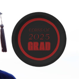 Zwart en rood School Kleuren Afstuderen Papieren Bordje