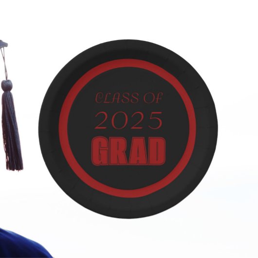 Zwart en rood School Kleuren Afstuderen Papieren Bordje