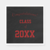 Zwart en rood School Kleuren Afstuderen Servet (Voorkant)