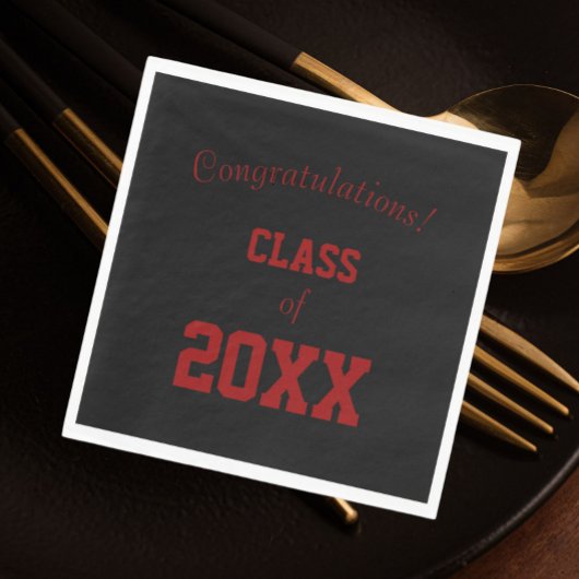 Zwart en rood School Kleuren Afstuderen Servet