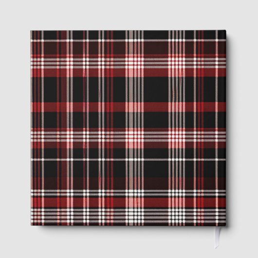 Zwart en Rood Schots Tartan Bruiloft Gastenboek (Achterkant)