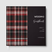 Zwart en Rood Schots Tartan Bruiloft Gastenboek (Voorkant)