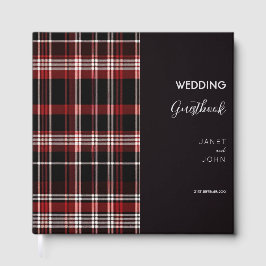 Zwart en Rood Schots Tartan Bruiloft Gastenboek