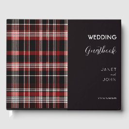 Zwart en Rood Schots Tartan Bruiloft Gastenboek