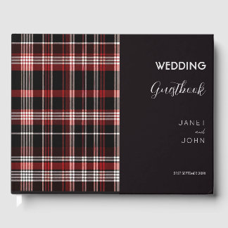 Zwart en Rood Schots Tartan Bruiloft Gastenboek