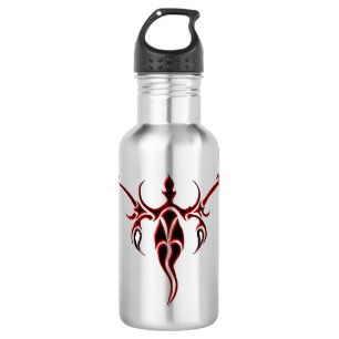 Zwart en Rood Sierlijk Stam- Olifant Mandala Waterfles