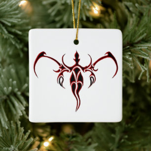 Zwart en Rood Sierlijk Tribal Olifant Mandala Keramisch Ornament