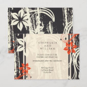 Zwart en rood spiraal bruiloftsreceptiekaart informatiekaartje (Voorkant / Achterkant)