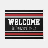 Zwart en Rood Sport Jersey met Naam - Welkom Deurmat (Voorkant)