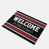 Zwart en Rood Sport Jersey met Naam - Welkom Deurmat (Schuin)