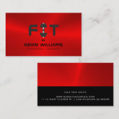 Zwart en rood staal achtergrond fitness trainer visitekaartje (Voorkant / Achterkant)