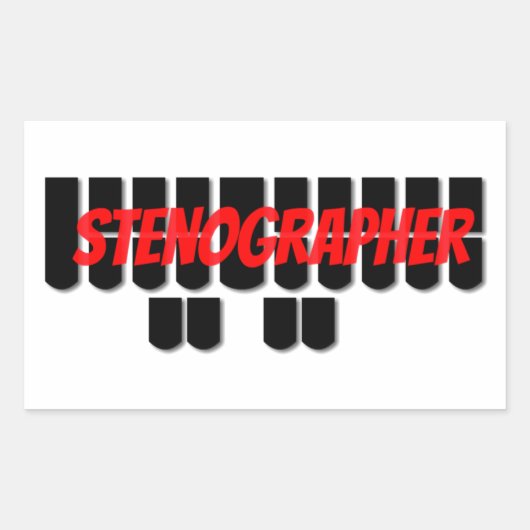 Zwart en Rood Stenograaf Steno Machine Sleutels Rechthoekige Sticker (Voorkant)