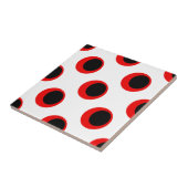 Zwart en rood stippenpatroon tegeltje (Zijkant)