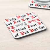 Zwart en rood tekst herstelslogans bier onderzetter (Linkerzijde)