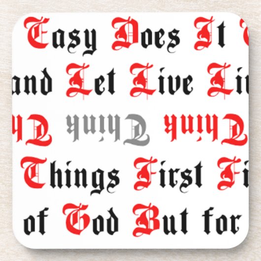 Zwart en rood tekst herstelslogans bier onderzetter (Voorkant)