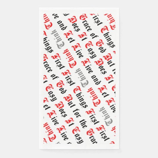 Zwart en rood tekst herstelslogans servet (Voorkant)