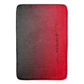 Zwart en rood verloop elegant naam badmat (Voorkant Verticaal)