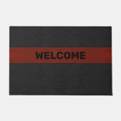 Zwart en Rood Verouderd  Lederen Afbeelding Deurmat (Voorkant)