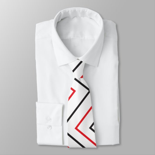 Zwart en rood verticaal chevron streeppatroon stropdas (Gebonden)