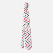 Zwart en rood verticaal chevron streeppatroon stropdas (Achterkant)