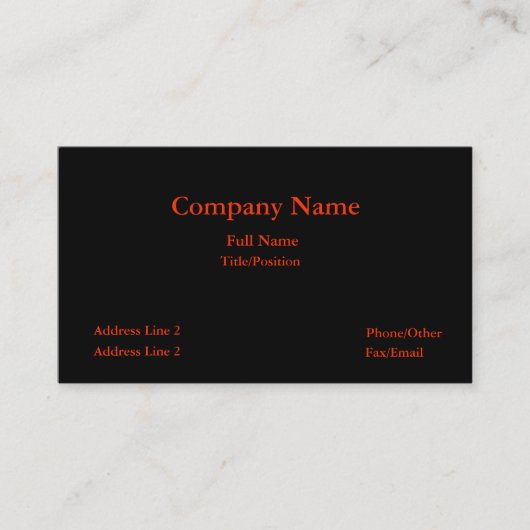 Zwart en rood visitekaartje zonder platte plaat (Voorkant)