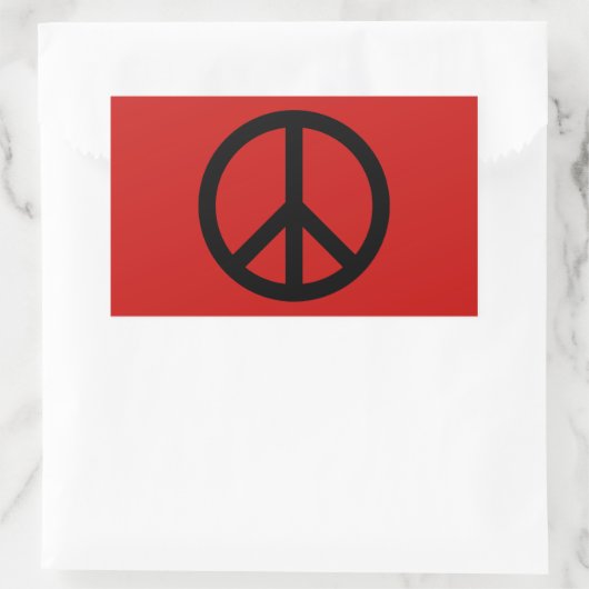 Zwart en rood Vredessymbool Rechthoekige Sticker (Tas)