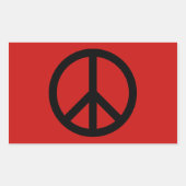 Zwart en rood Vredessymbool Rechthoekige Sticker (Voorkant)