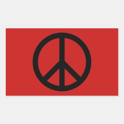 Zwart en rood Vredessymbool Rechthoekige Sticker (Voorkant)