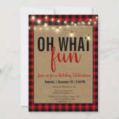 Zwart en Rood Wat een Feest Buffalo Plaid Feestje Kaart (Voorkant)