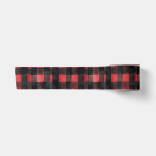 Zwart en rood Waterverf Plaid Design Satijnen Lint