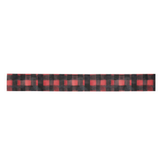 Zwart en rood Waterverf Plaid Design Satijnen Lint