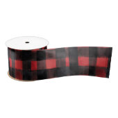 Zwart en rood Waterverf Plaid Design Satijnen Lint (Spoel)