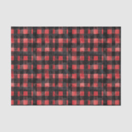 Zwart en rood Waterverf Plaid Design Tissuepapier