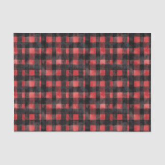 Zwart en rood Waterverf Plaid Design Tissuepapier