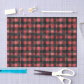 Zwart en rood Waterverf Plaid Design Tissuepapier (Craft)