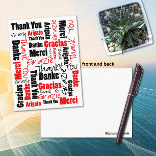 Zwart en rood wolk van dankwoorden briefkaart