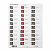 Zwart en Rood Zebra Print Custom Monogram Etiket (Full Sheet)