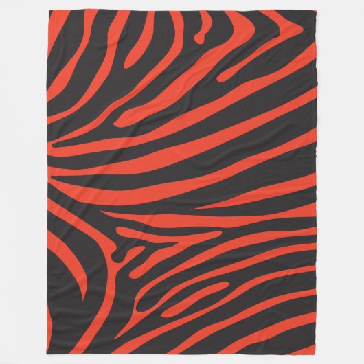 Zwart en Rood Zebra Print Fleece Deken (Voorkant)