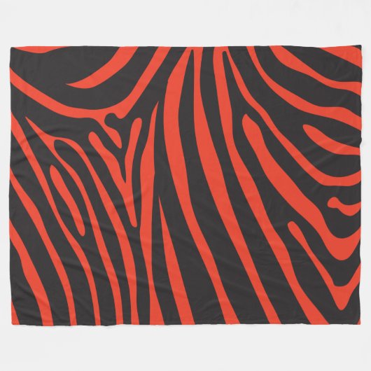Zwart en Rood Zebra Print Fleece Deken (Voorkant (Horizontaal))