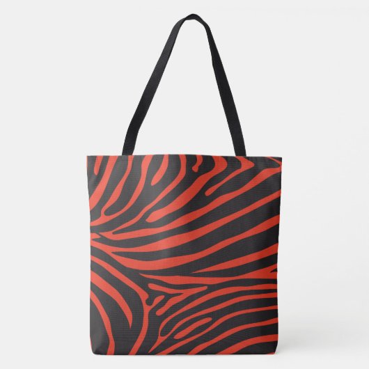 Zwart en Rood Zebra Print Tote Bag (Voorkant)