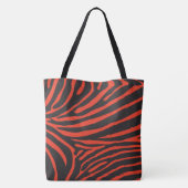 Zwart en Rood Zebra Print Tote Bag (Achterkant)