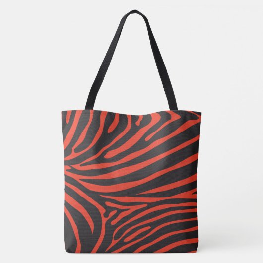 Zwart en Rood Zebra Print Tote Bag (Achterkant)
