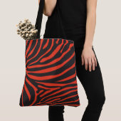 Zwart en Rood Zebra Print Tote Bag (Dichtbij)