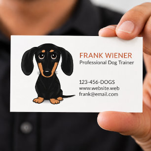 Zwart en roodbruine Dachshund Cute Doxie Cartoon Visitekaartje