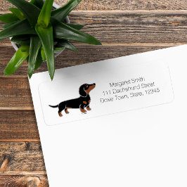 Zwart en roodbruine Dachshund in pose Etiket