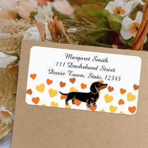 Zwart en roodbruine Dachshund in pose Etiket
