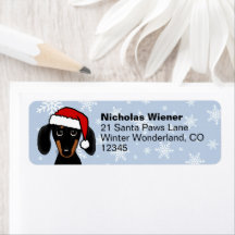Zwart en roodbruine Dachshund Kerst Retouradres