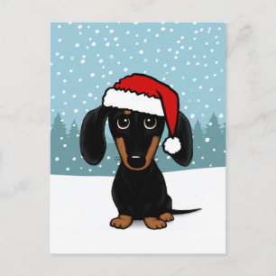 Zwart en roodbruine Dachshund Kerst Weense Hond Op Briefkaart